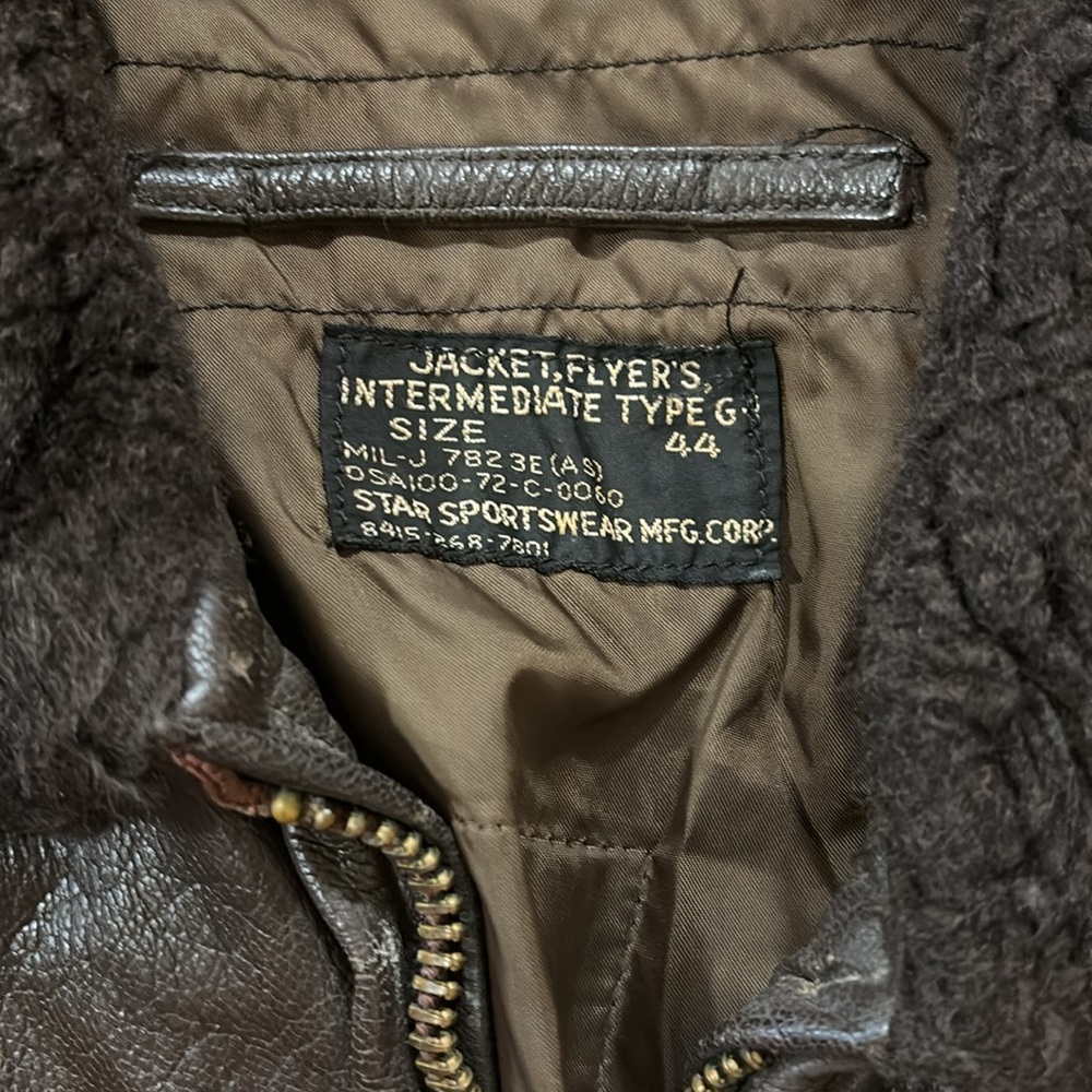 Vintage G1 brown leather bomber jacket, USN - Picture 2 of 15